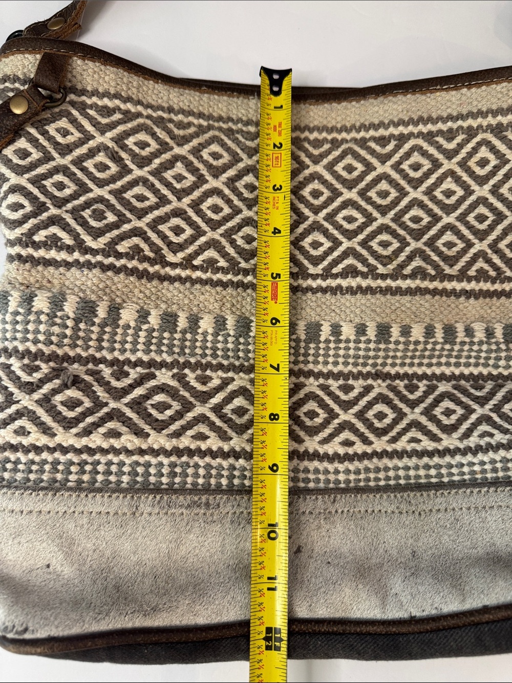 Myra Bag Boho Beige & Brown, Cowhide, Cotton, Leather, Crossbody Bag/ Purse - Picture 7 of 12